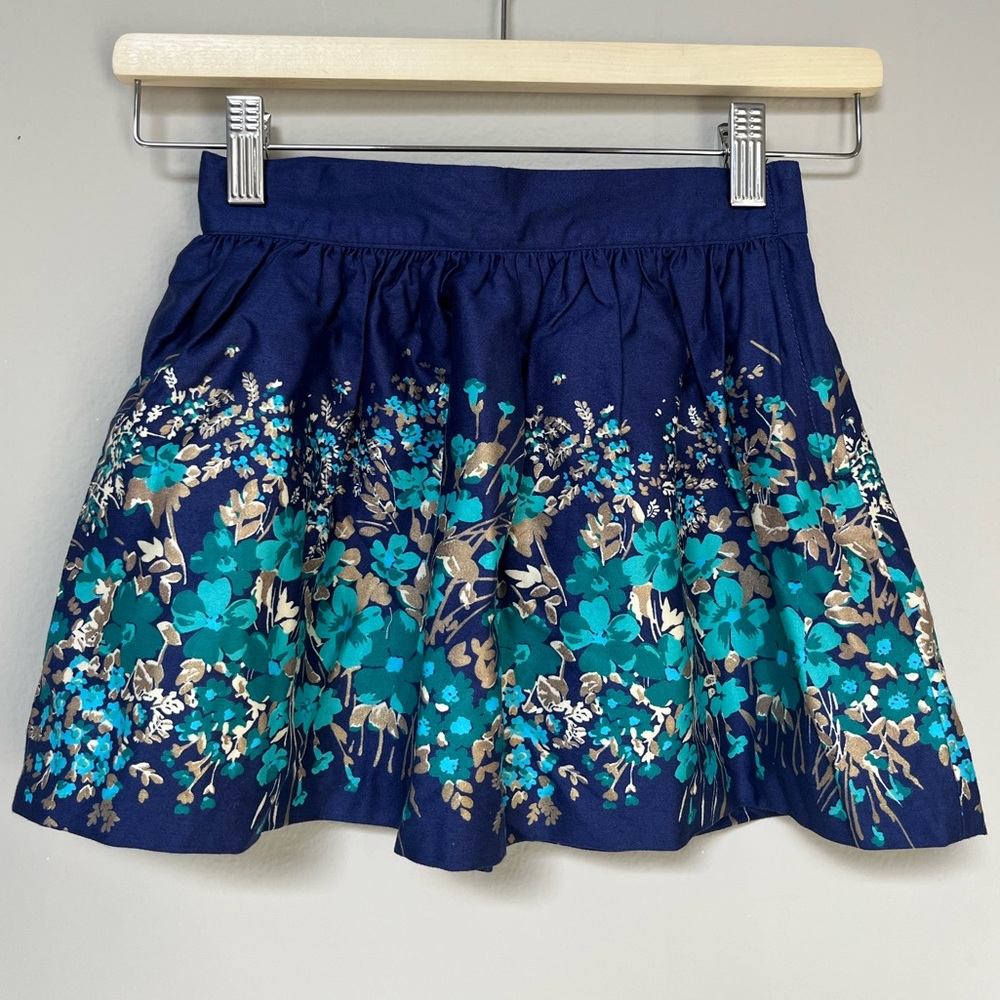 NEW! Janie and Jack Blue Floral Border Skirt Girls Sz 5
